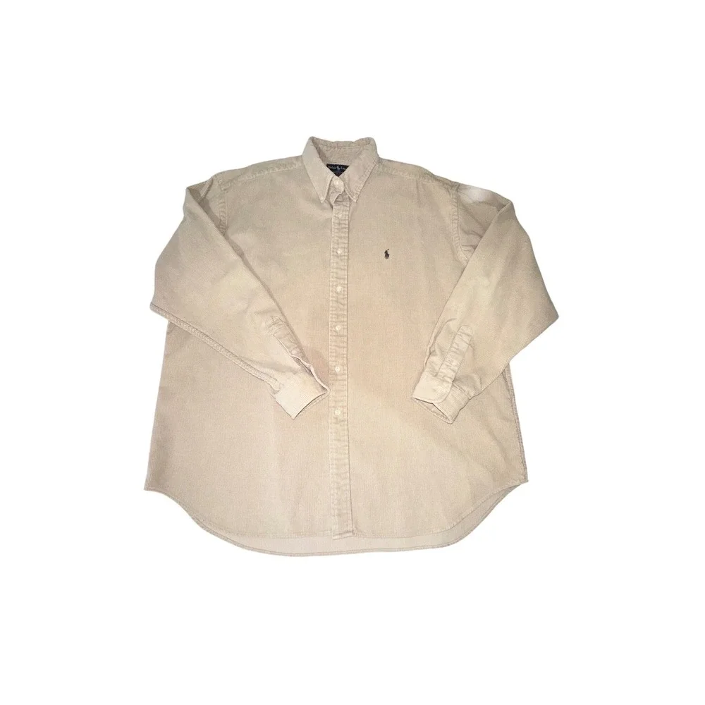 VTG 90s Ralph Lauren XXL Blaire Button Down Shirt, Corduroy, Mens, Logo, Polo